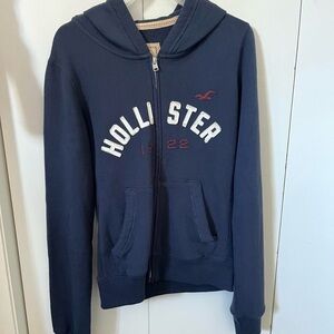 BNWT Navy Vintage Hollister Logo Slim Fit Zip-Up Hoodie